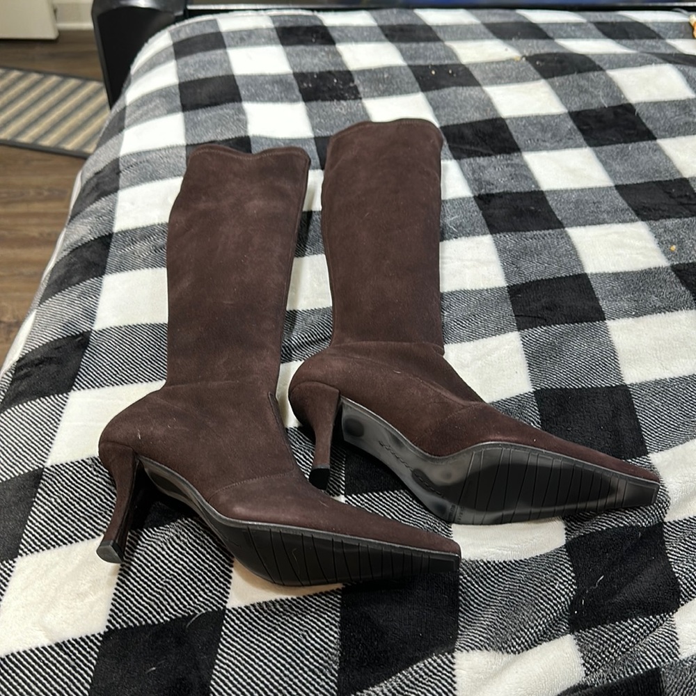 Stuart Weitzman STUNNING vintage brown suede sock Boots